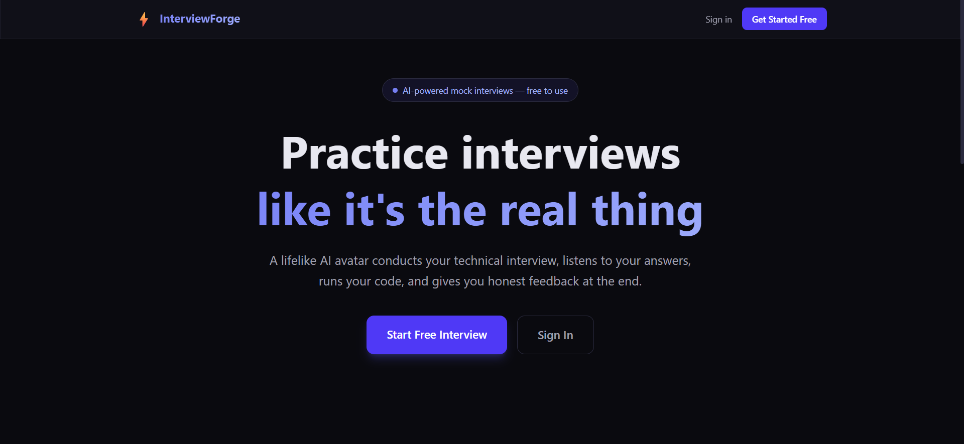 InterviewForge — AI Avatar Interview Platform